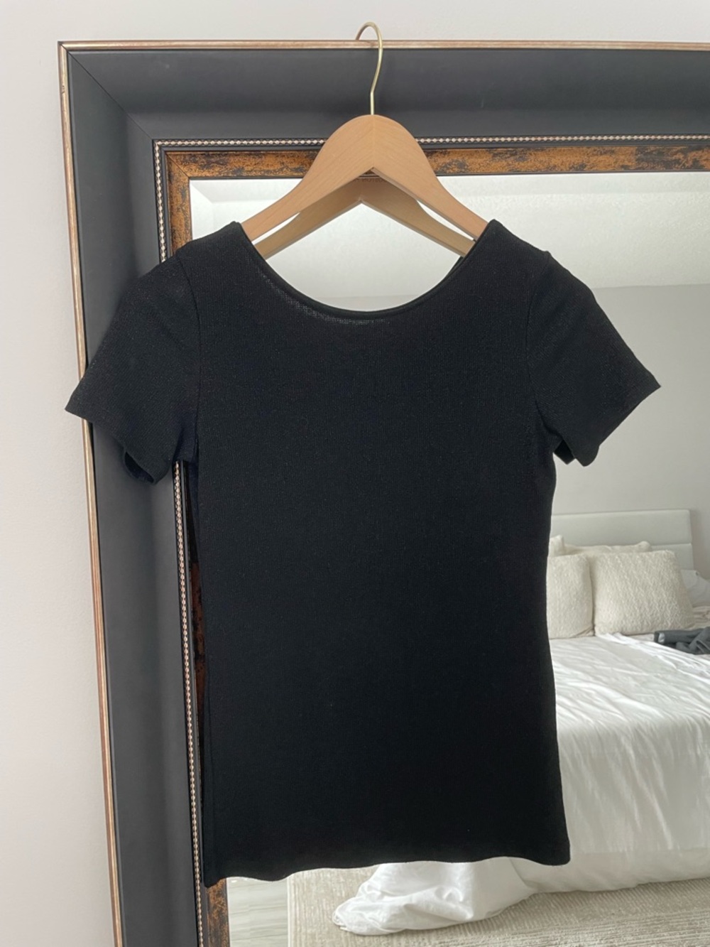 Massimo Dutti Black Shiny Short Sleeve Tee - Picture 3 of 6